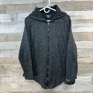 Eddie Bauer Womens Heathered Fleece Hooded Athletic Jacket Zip Up XXL